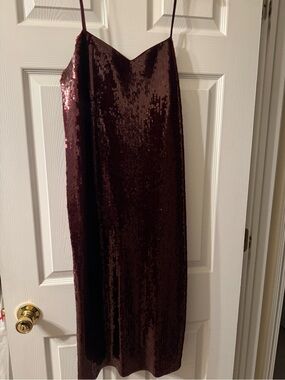 Express Burgundy Sequin Midi Dress